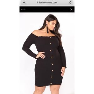 Jacklyn Off Shoulder Mini Dress - Black from FASHION NOVA